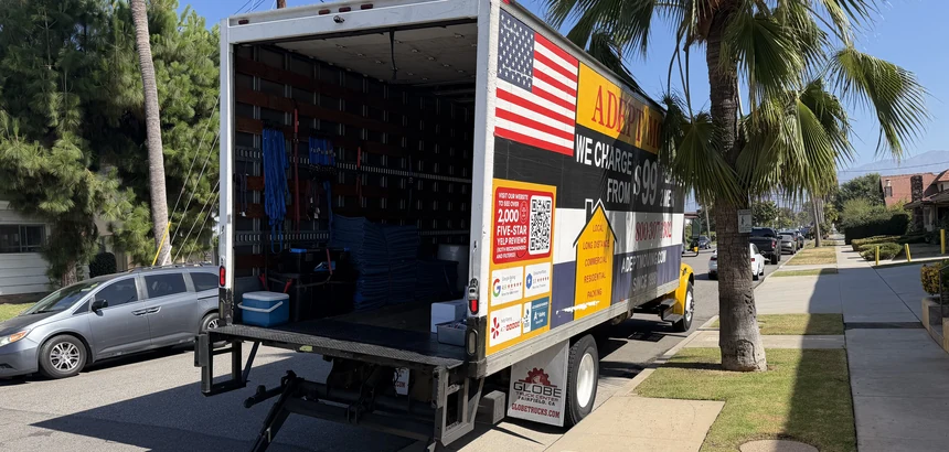 Adept Moving open moving truck loaded blankets in Alhambra