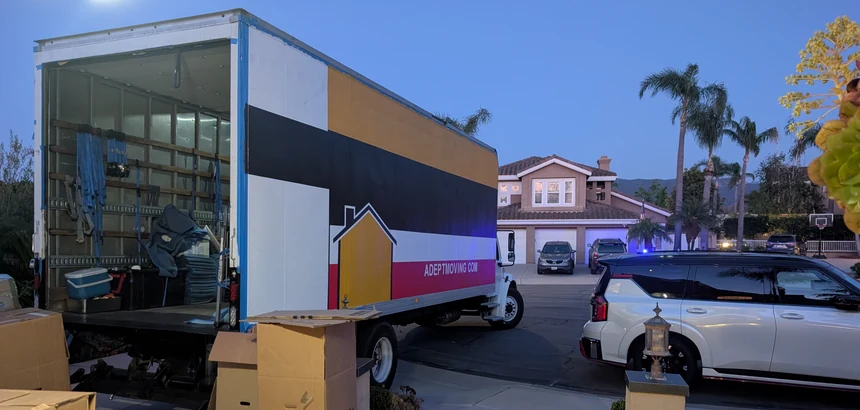 Adept Moving truck on South Eveningsong Lane in Anaheim, 92808
