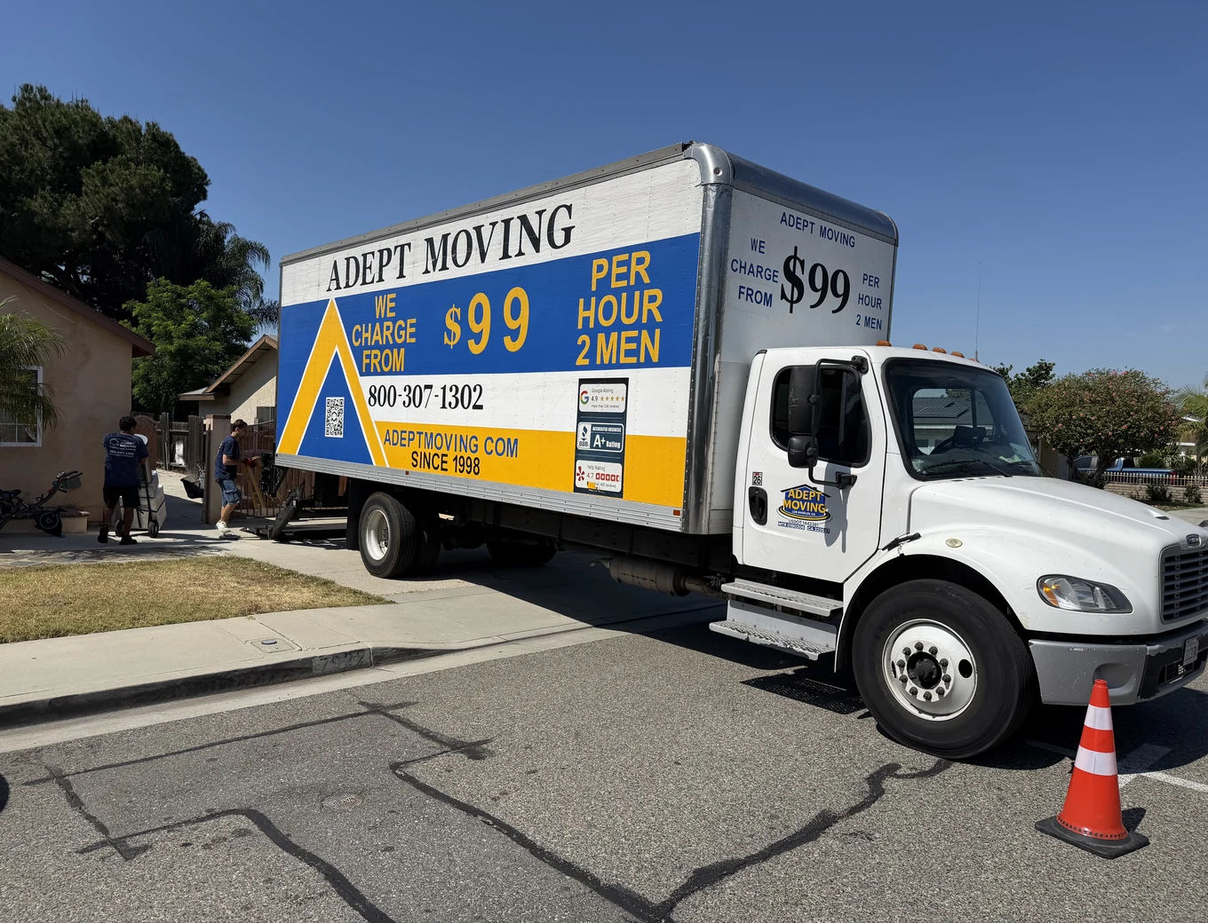 Adept Moving truck on Pinchot Court in Buena Park, 90621