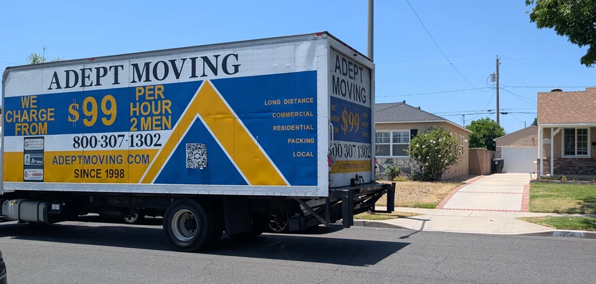 Adept Moving truck on North Naomi Street in Burbank, 91505
