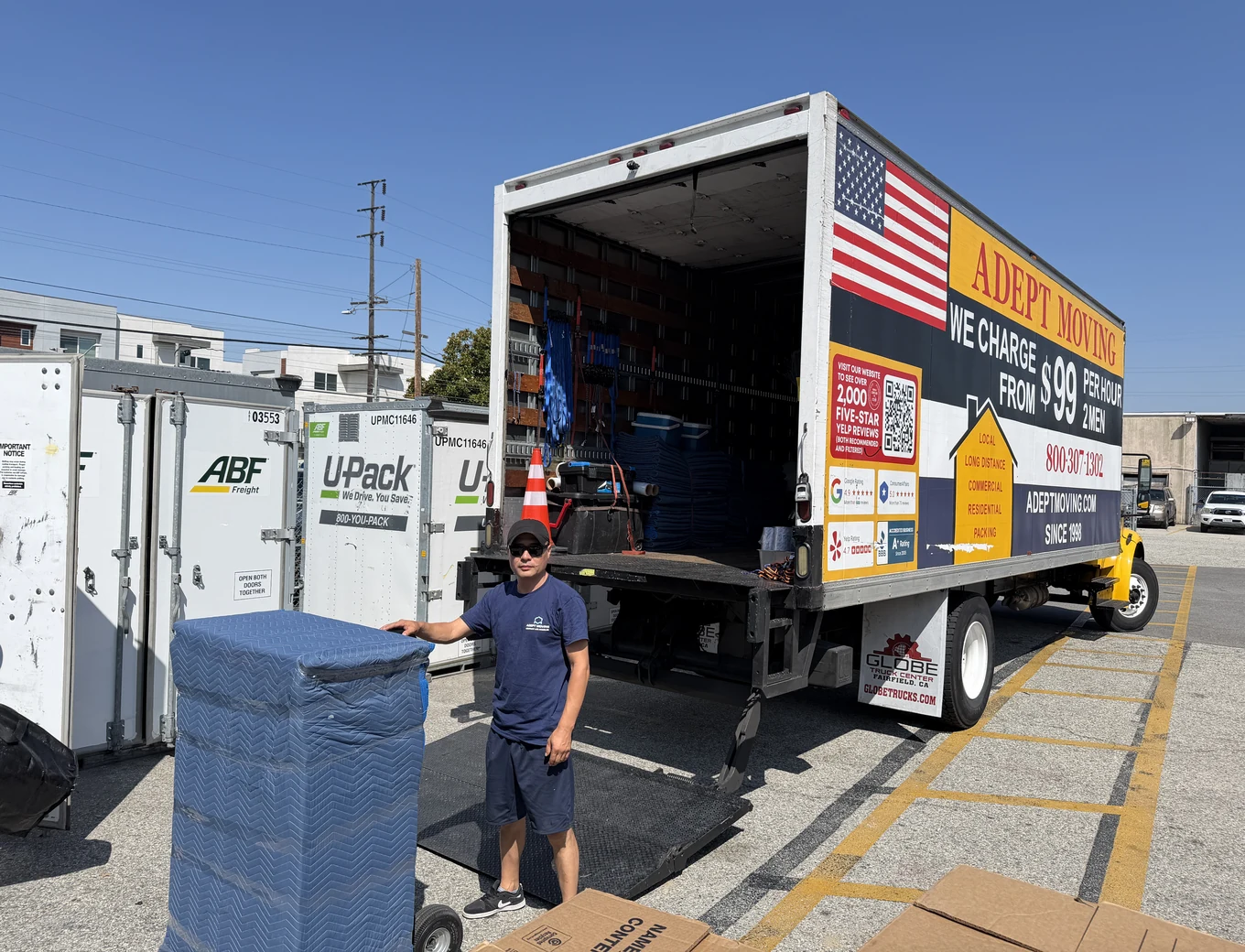 Adept Moving truck on Telegraph Road in Downey, 90240