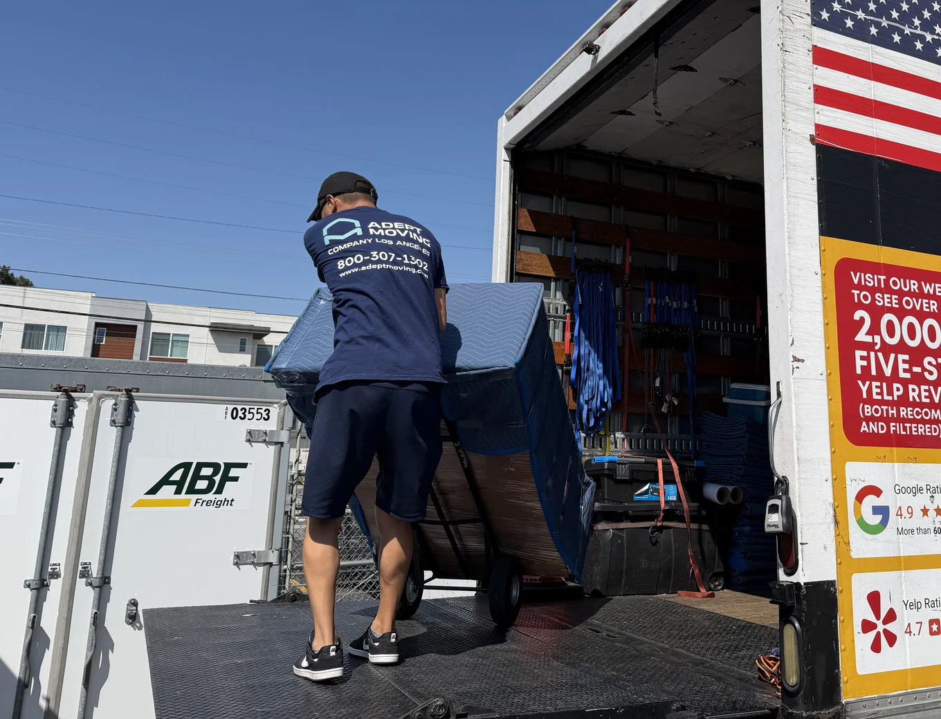 Adept Moving truck on Telegraph Road in Downey, 90240