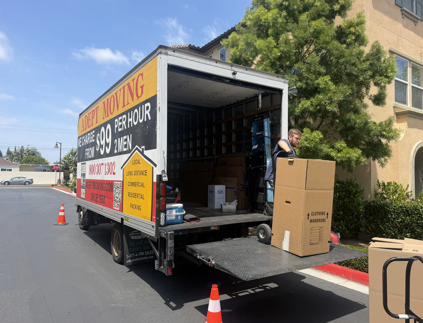 Adept Moving truck on West 154th Place in Gardena, 90249