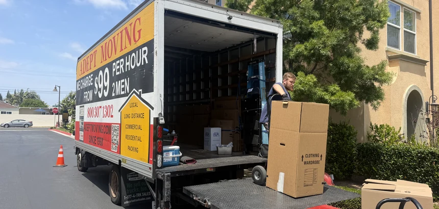 Adept Moving truck on West 154th Place in Gardena, 90249