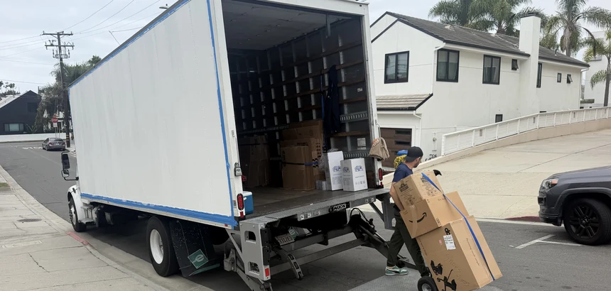 Adept Moving truck on 3rd Street in Hermosa Beach, 90254