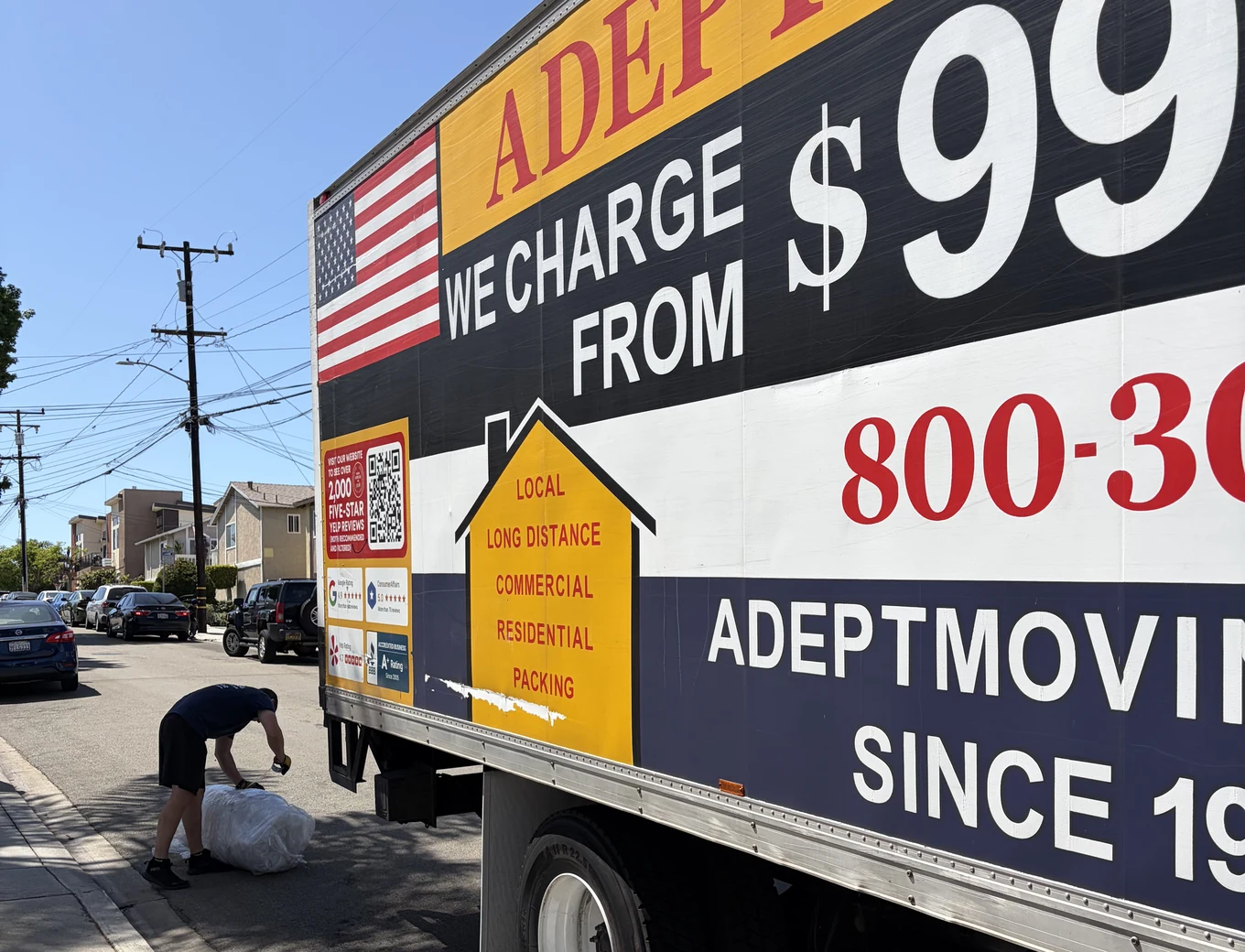 Adept Moving truck on Rockefeller Lane in Redondo Beach, 90278