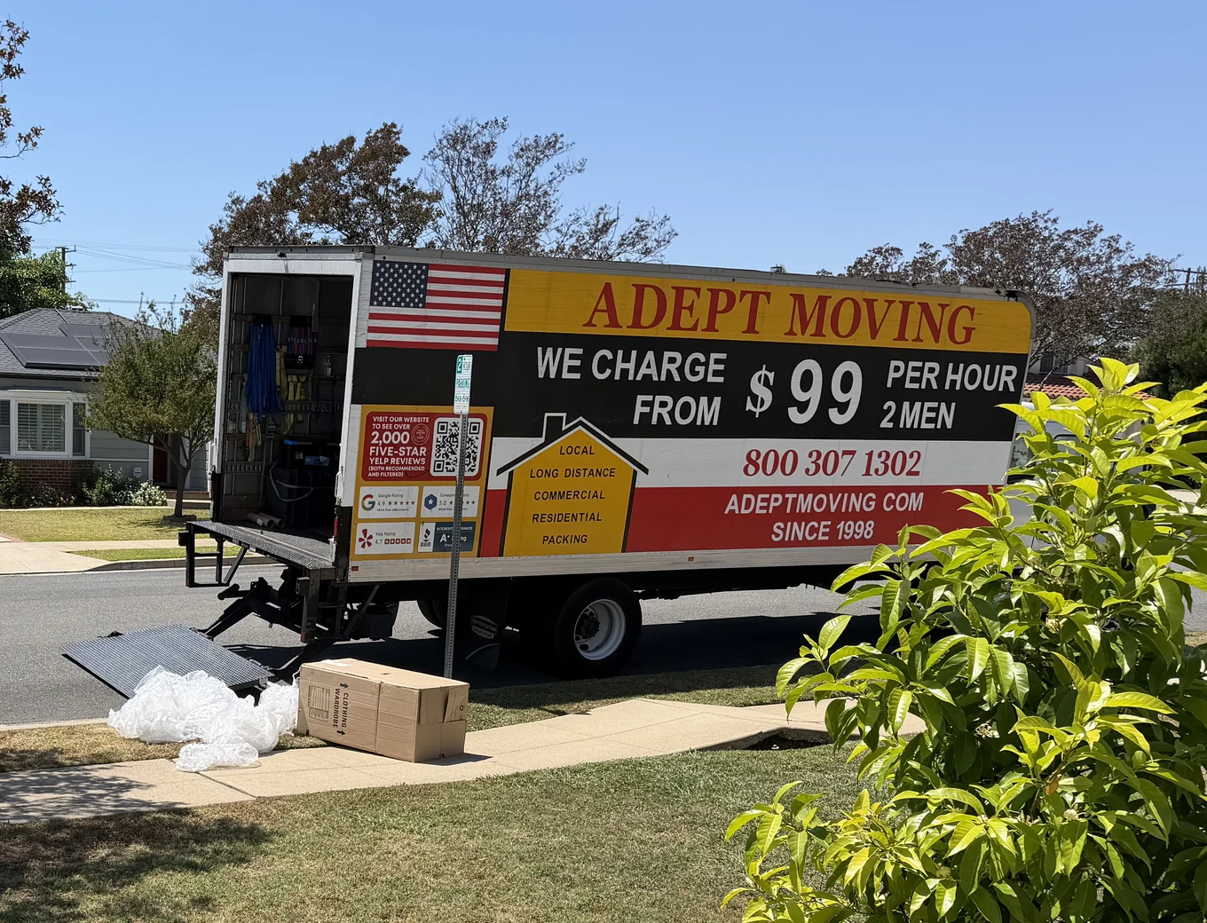 Adept Moving truck on West Las Tunas Drive in San Gabriel, 91776