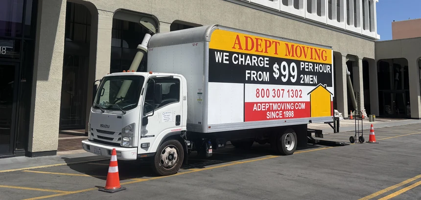 Adept Moving truck on North Sycamore Street in Santa Ana, 92701