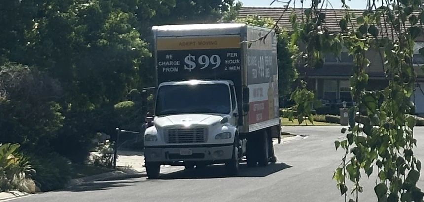 Adept Moving truck on Ironwood Lane in Santa Ana, 92705