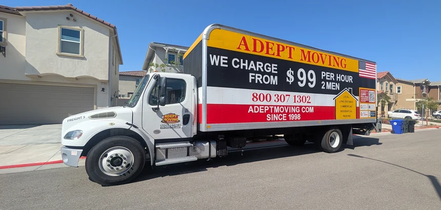 Adept Moving truck on Orange Blossom Drive in Santa Clarita, 91322