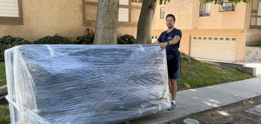 Adept Moving truck on Rosemead Boulevard in Temple City