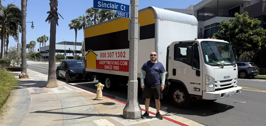 Adept Moving adept box truck on street in Thousand Oaks