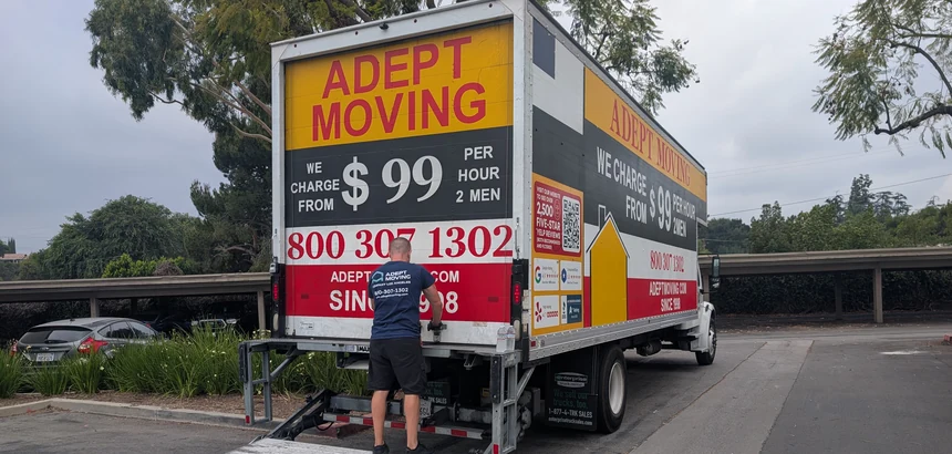 Adept Moving branded truck on a local move in West Covina