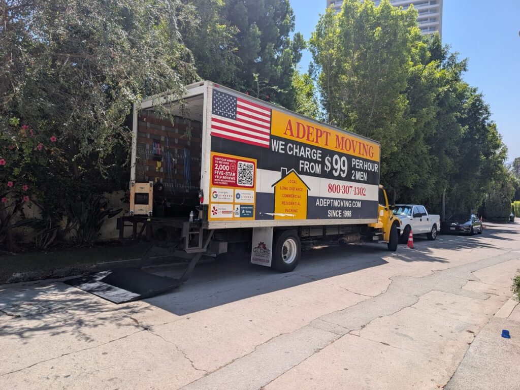 A two-story apartment move from Sierra Alta Way to a bungalow on Melrose Avenue